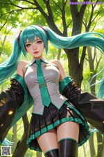 Hentai - Her Untamed Aura Calls In Endless Echoes Set.1 20250205 Part 3 A girl with long blue hair standing in a forest.